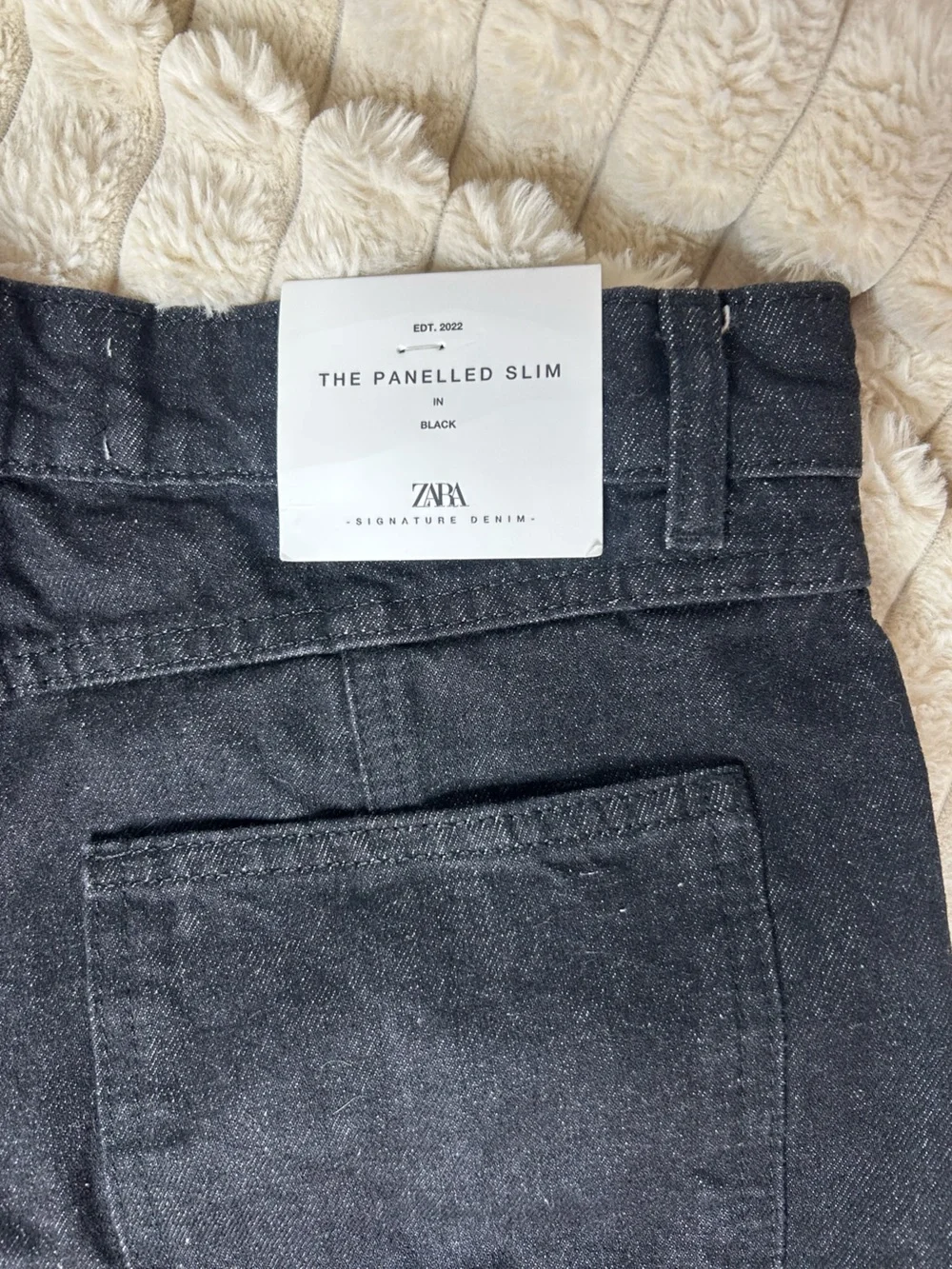 Zara The Panelled Slim Black Jeans Size 6 - Picture 4 of 9